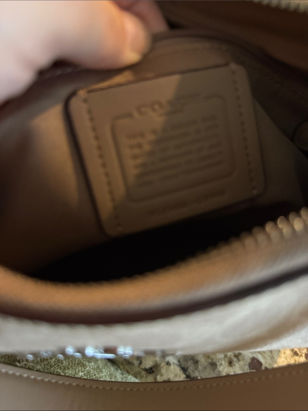 Coach Signature Pebbled Shoulder Bag in Light Taupe - Picture 7 of 16